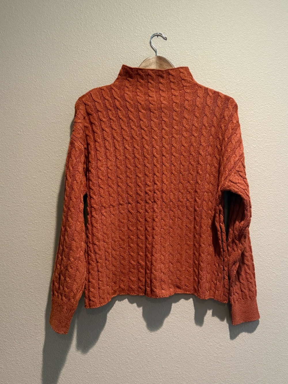 Philosophy, Mock-neck, Cable Knit Sweater, Burnt Orange, Women's M